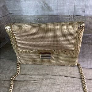 Vintage Whiting & Davis gold metal mesh shoulder purse
